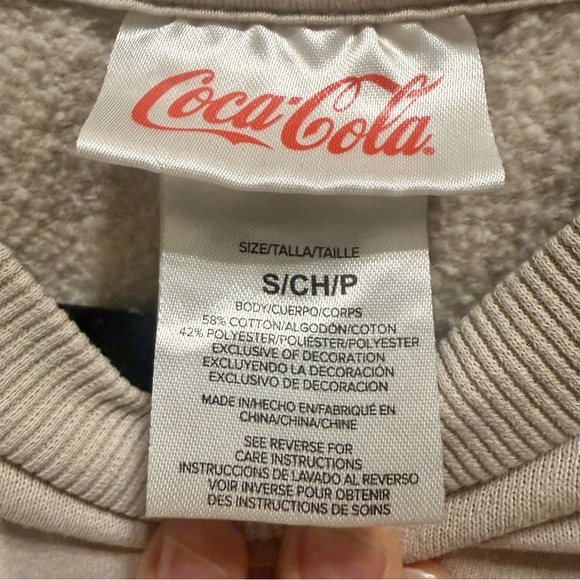 Coca-Cola Beige Crew Neck Sweatshirt with Red Logo - Picture 6 of 6